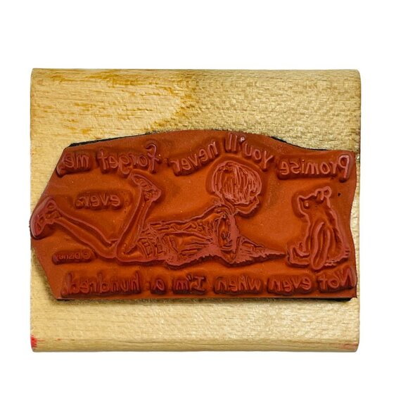 Vintage Winnie The Pooh Stamp Promise Youll Never Forget Me Disney Rubber Wood - Picture 6 of 8